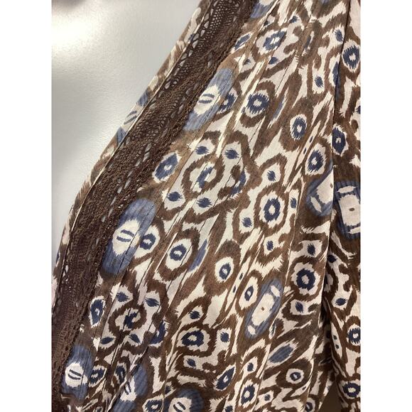 Sanctuary 100% Cotton Boho Tribal Print Flare Long Sleeve Short Empire Dress S - Picture 6 of 10